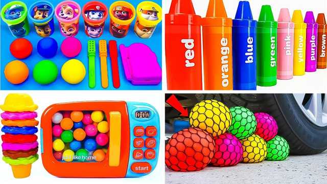 Toy video: Colorful plasticine and crayon toys for children learning colors