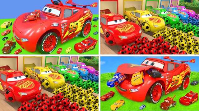 Toy video: McQueen Car Assembly Surprise Soccer Ball  Street Vehicle with Learn Colors for Kids
